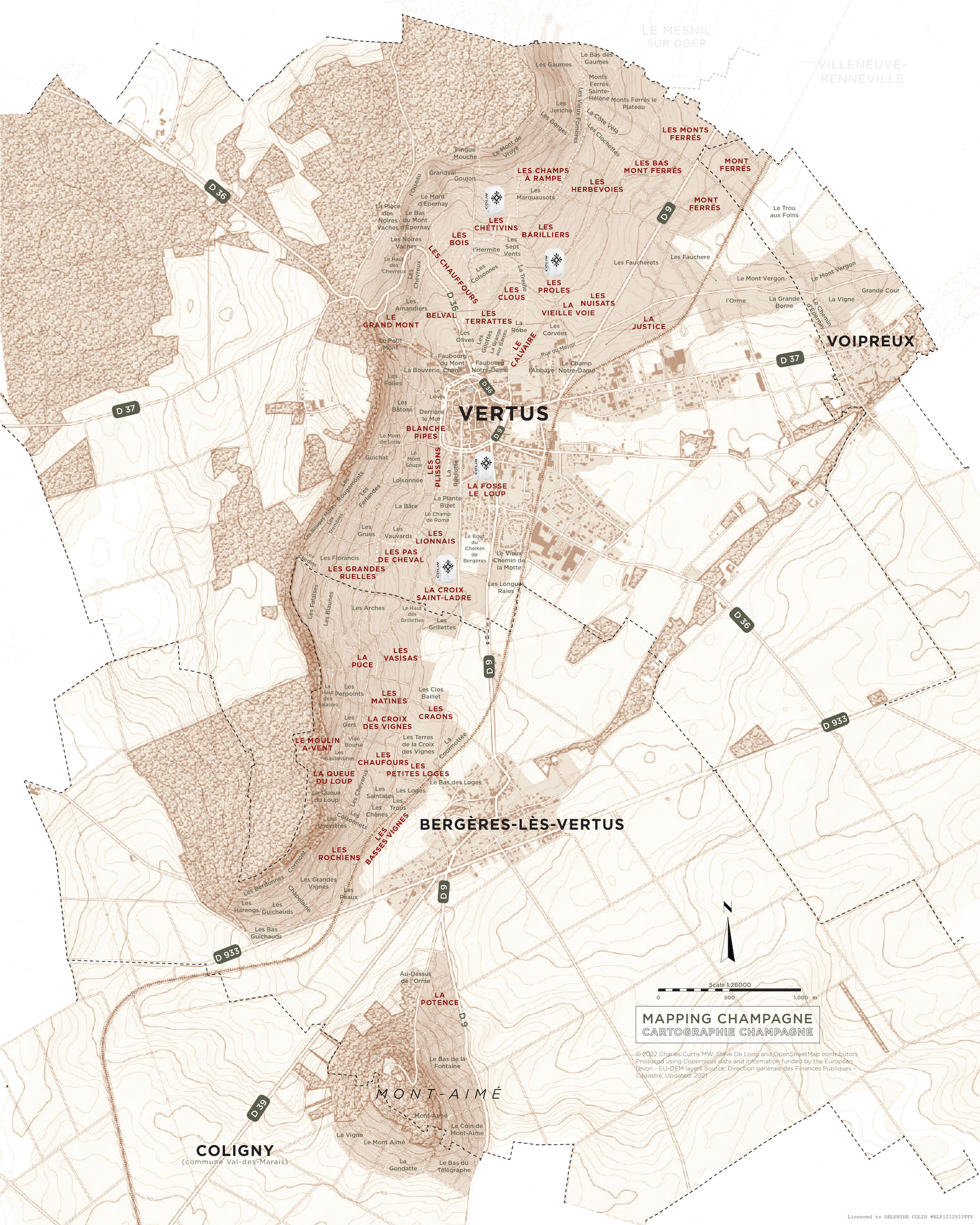 Carte des parcelles champagne Colin
